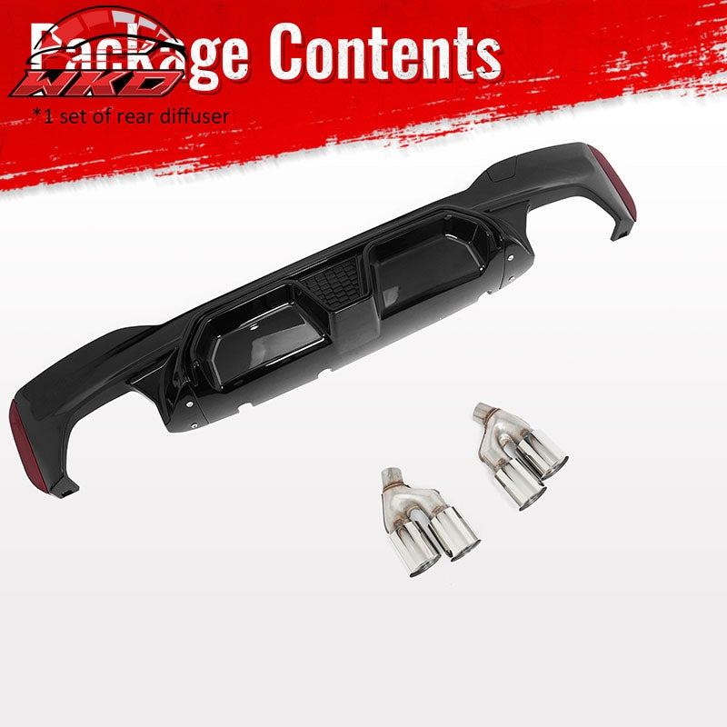 Fits 21-23 BMW G30 Gloss Black Rear Diffuser M5 CS Style + Silver Quad Exhaust