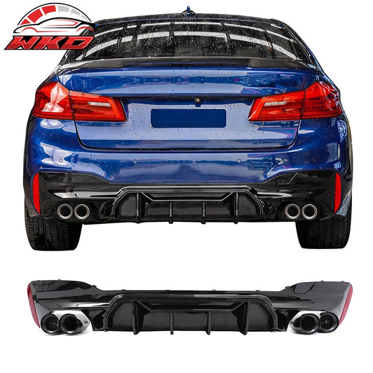 Wholesale 21-23 BMW G30 Gloss Black Rear Diffuser M5 MP Style + Black Quad Exhaust - Wikond Auto