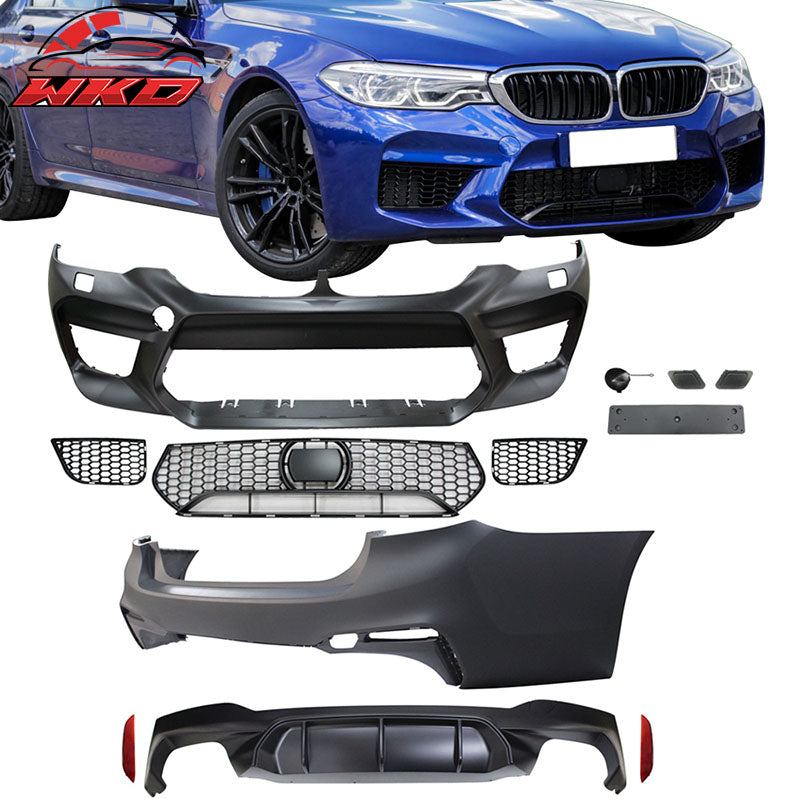 Fits 17-20 BMW G30 Sedan M5 Style Front + Rear Bumper Cover w/ Diffuser - PP