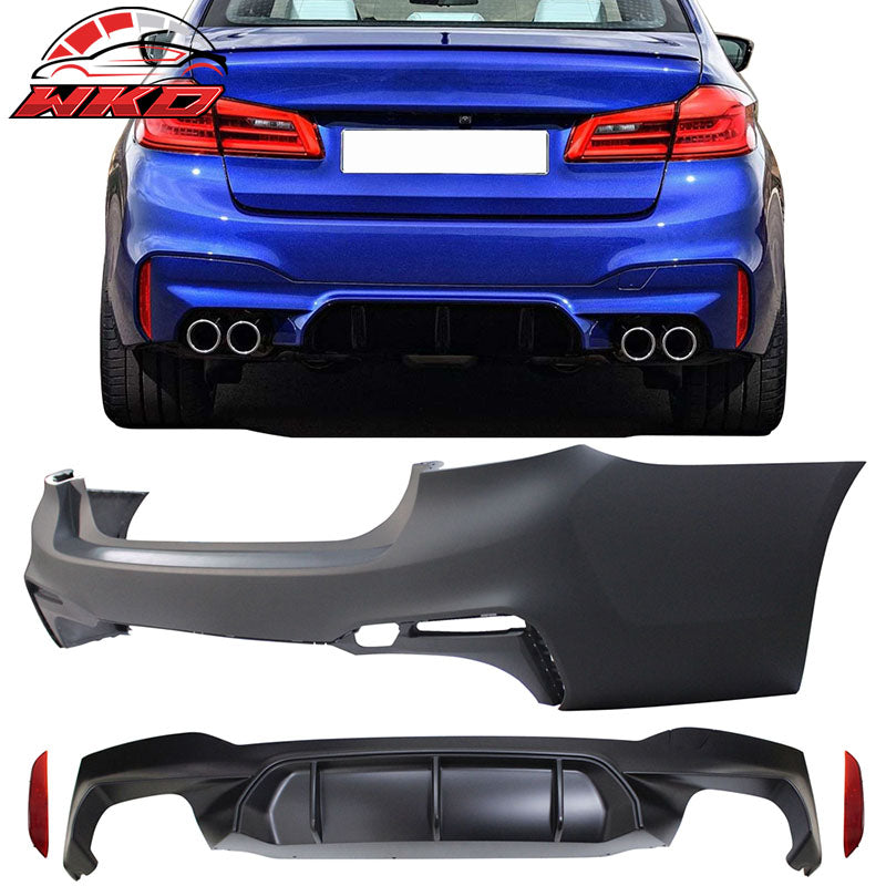 Fits 17-20 BMW G30 Sedan M5 Style Front + Rear Bumper Cover w/ Diffuser - PP