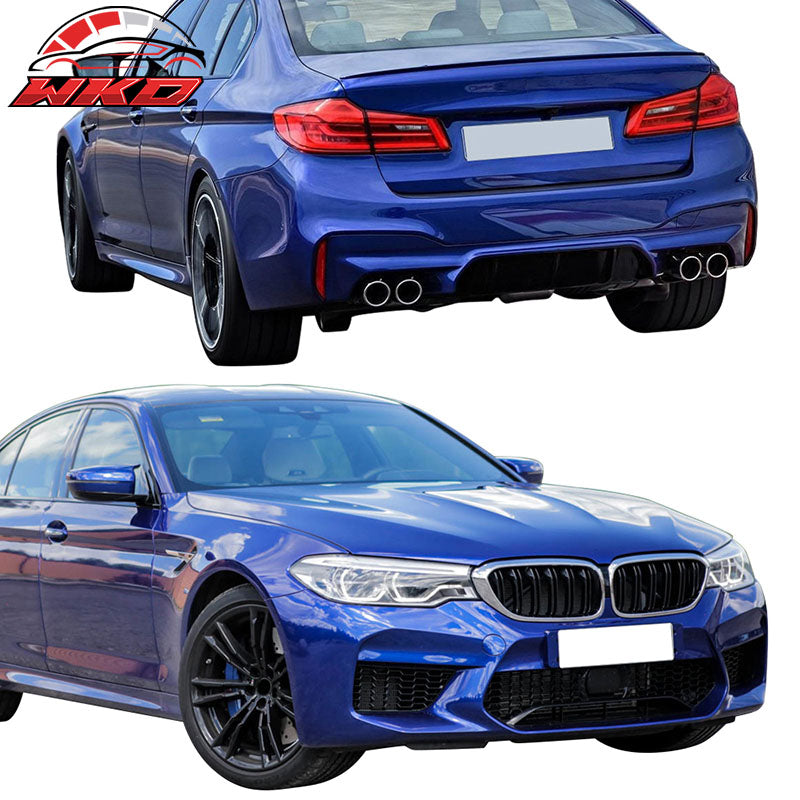 Fits 17-20 BMW G30 Sedan M5 Style Front + Rear Bumper Cover w/ Diffuser - PP