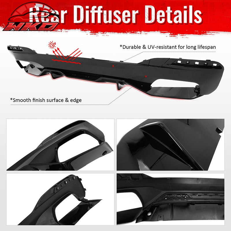 Fits 17-23 BMW G30 M550i M Sport Gloss Black Rear Diffuser M Performance Style