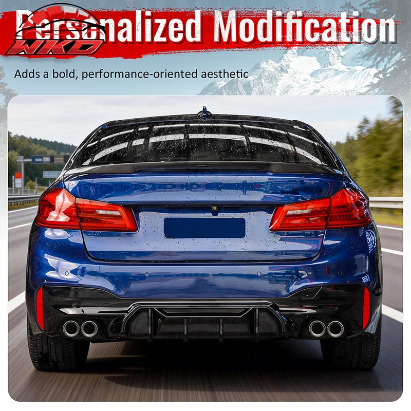 Fits 17-20 BMW G30 Rear Diffuser M5 M-Perfermance Style + Black Quad Exhaust