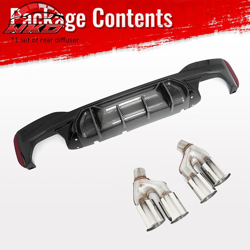 Fits 21-23 BMW G30 Rear Diffuser M5 M-Perfermance Style + Silver Quad Exhaust