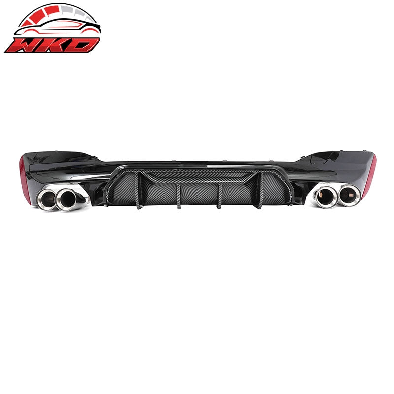 Fits 21-23 BMW G30 Rear Diffuser M5 M-Perfermance Style + Silver Quad Exhaust