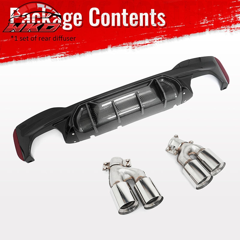 Fits 17-20 BMW G30 Rear Diffuser M5 M-Perfermance Style + Silver Quad Exhaust