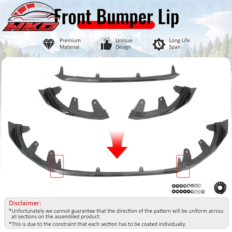 Fits 22-26 BMW G42 230i M240i M Performance Front Bumper Lip Carbon Fiber Print
