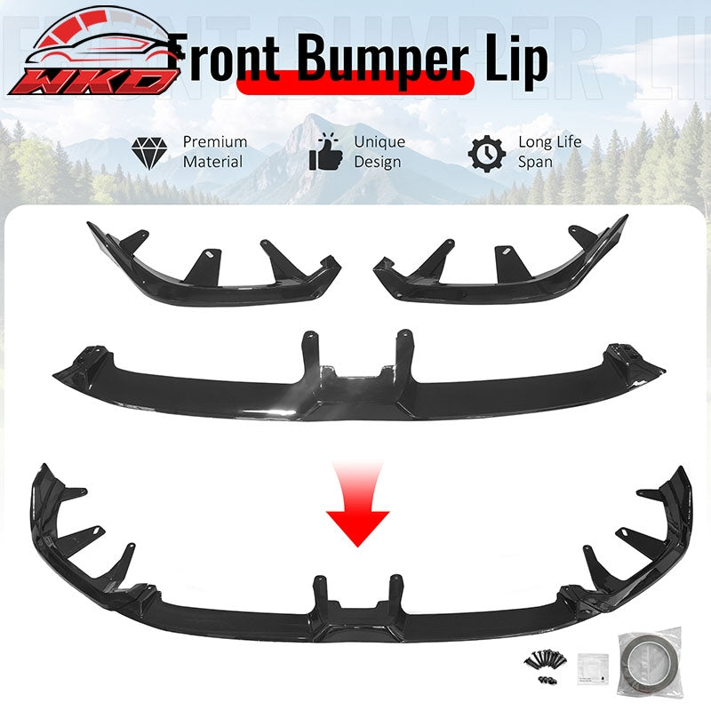 Wholesale 24-26 BMW G60 5 Series i5 Sedan IKON Front Bumper Lip Chin Gloss Black 3PCS - Wikond Auto