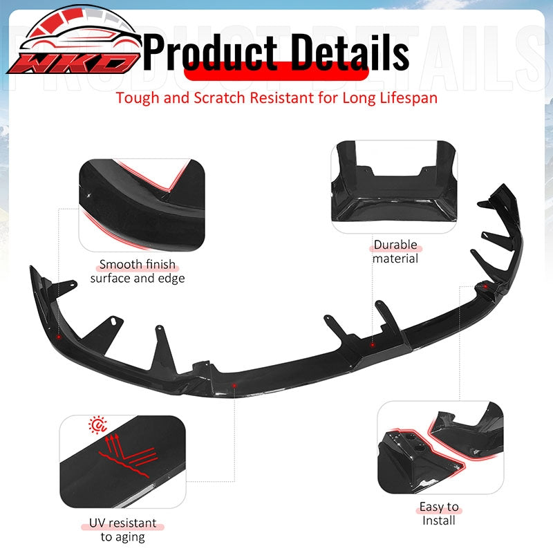 Wholesale 24-26 BMW G60 5 Series i5 Sedan IKON Front Bumper Lip Chin Gloss Black 3PCS - Wikond Auto