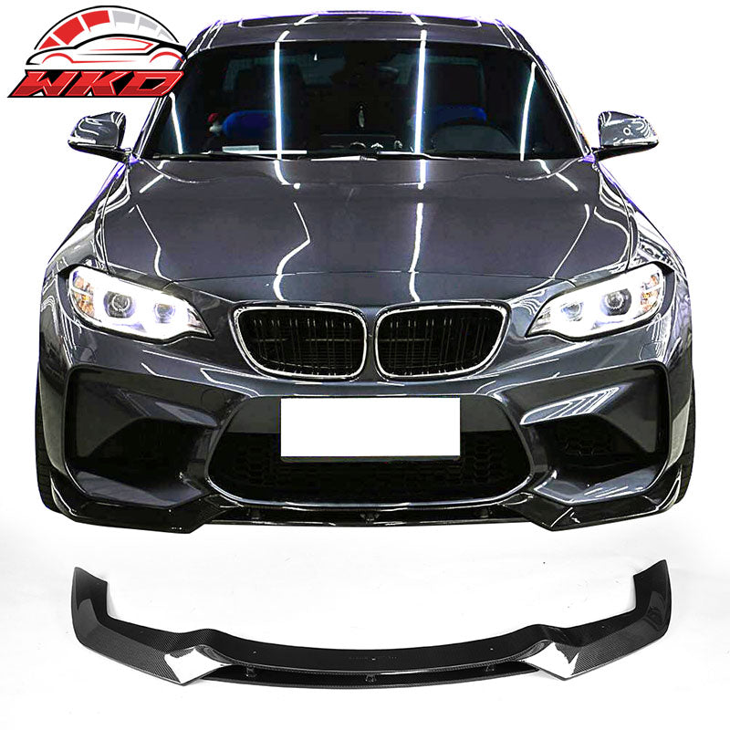 Fits 16-18 BMW F87 2 Series M2 V Style Front Bumper Lip Kit Matte Carbon Fiber
