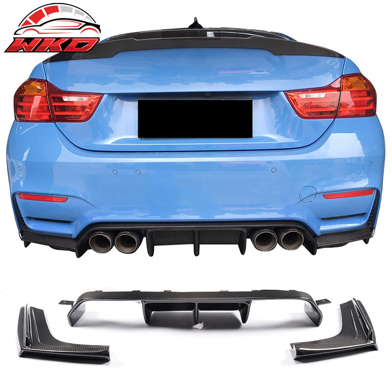 Fits 15-20 BMW F80 M3 F82 F83 M4 V Style 3PCS Rear Diffuser Matte Carbon Fiber