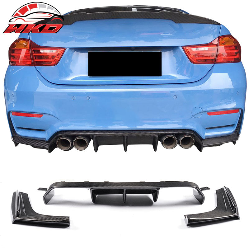 Fits 15-20 BMW M3 F80 M4 F82 F83 V Style Rear Bumper Diffuser Carbon Fiber CF
