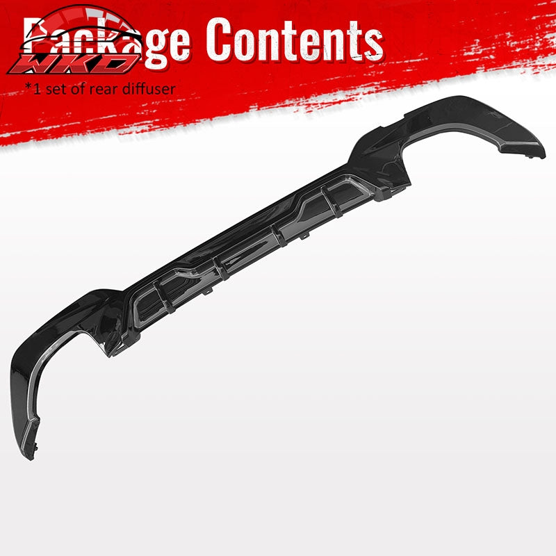 Fits 19-22 BMW Pre LCI G20 3 Series Sedan Gloss Black Rear Diffuser M340 Style