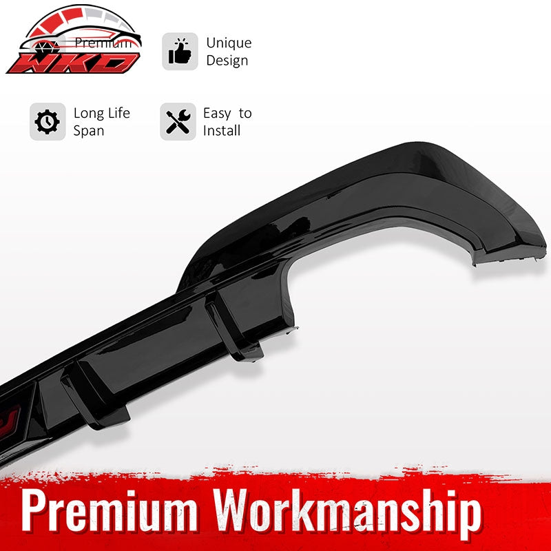 Fits 19-22 BMW Pre LCI G20 3 Series Sedan Gloss Black Rear Diffuser w/ LED Light