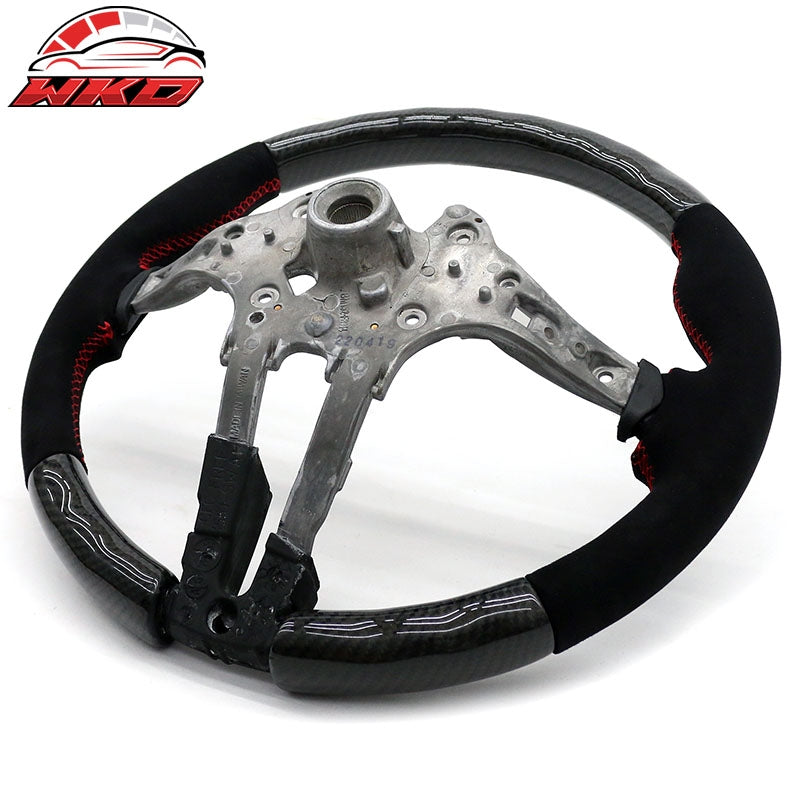 Fits 12-21 BMW F20 F22 F30 F32 F36 Steering Wheel Carbon Fiber w/ Red Stitching