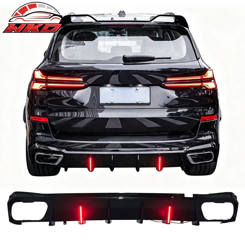 Wholesale For 19-26 BMW X5 G05 M Sport IKON Rear Bumper Diffuser Lip W/ LED PP Gloss Black