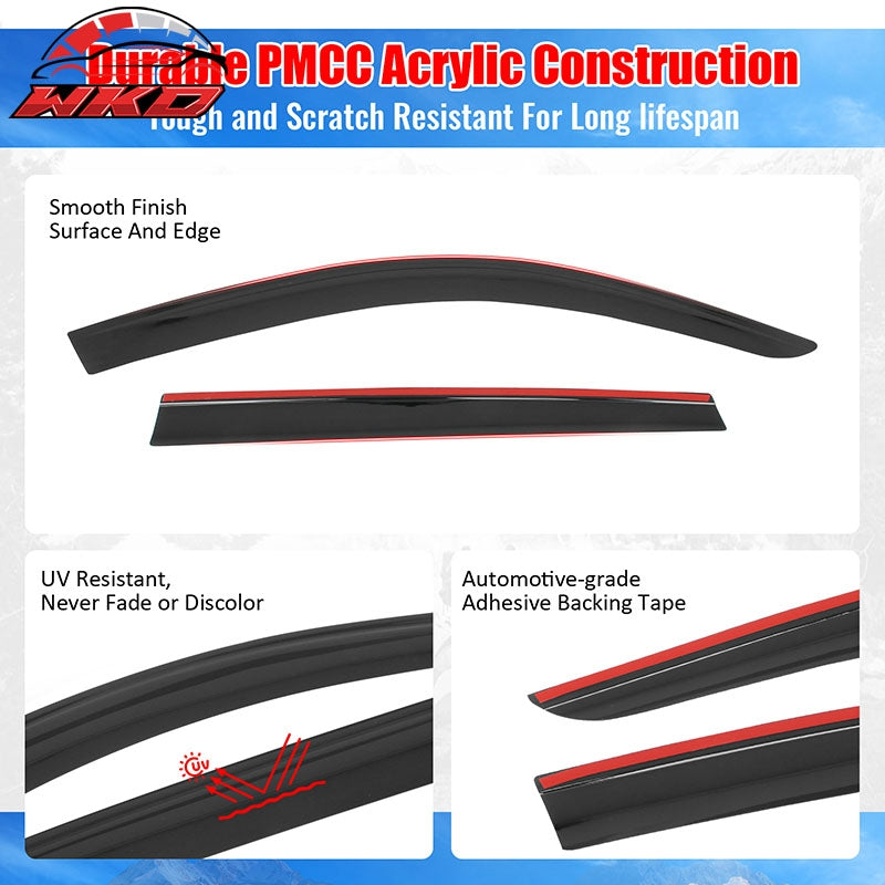 Fits 19-26 BMW G05 X5 Low Profile Style Tape on Window Visors Sun Vent Deflector
