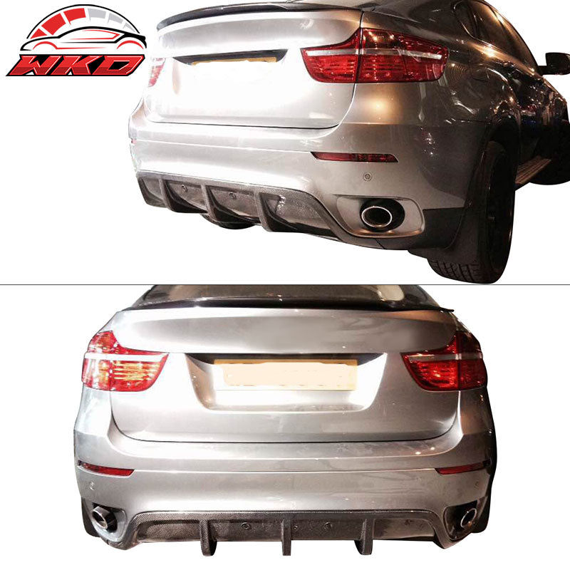 Fits 08-14 BMW X6 E71 Rear Diffuser Bumper Lip Matte Carbon Fiber CF