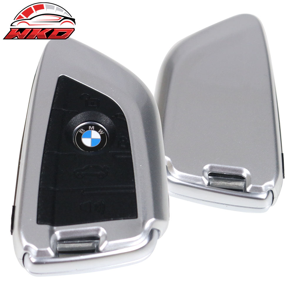 Fits BMW Car Smart Remote Key Fob Shell Holder Case Cover Silver Plastic