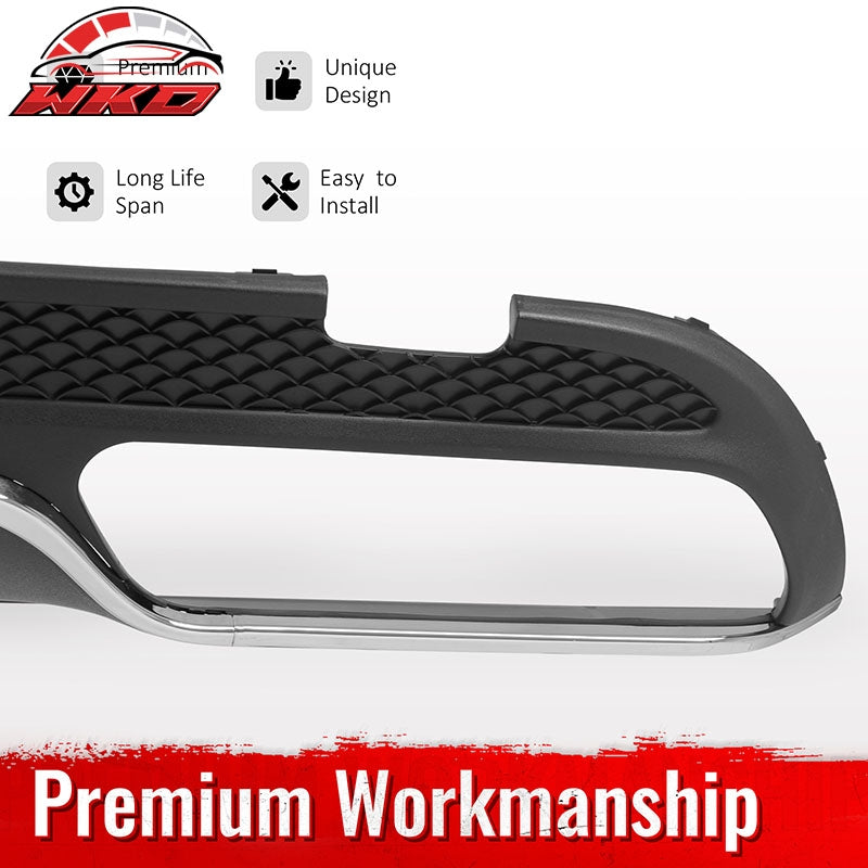 Fits 15-21 Benz C-Class C300 C400 C63 Black Rear Diffuser + Silver Exhaust Tips