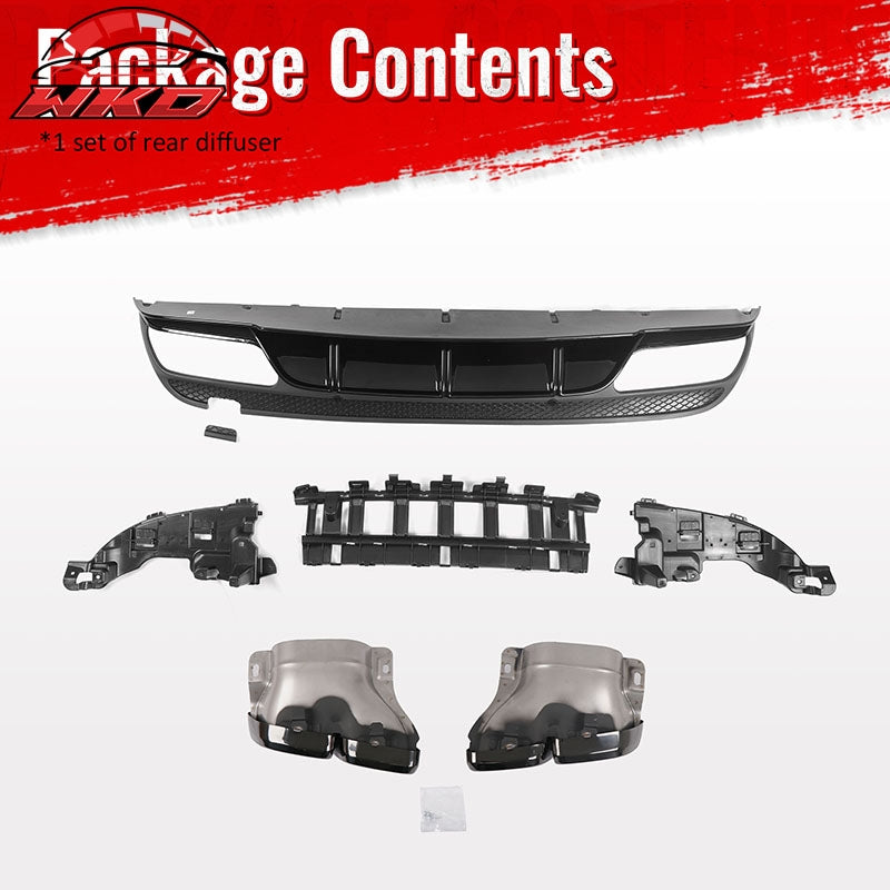 Fits 15-21 Benz C-Class C300 C400 C63 Edition1 Style Rear Diffuser + Exhaust Tip