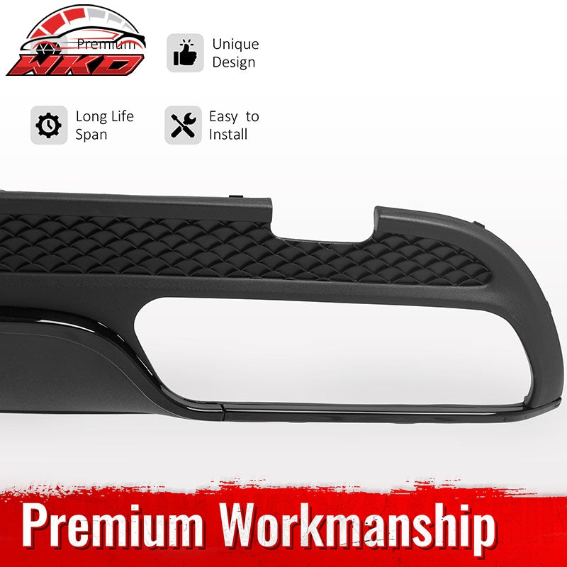 For 15-21 Benz C-Class C300 C400 C63 Style Gloss Black Rear Diffuser Exhaust Tip