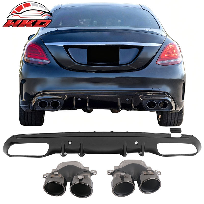 Wholesale 15-21 Benz C-Class C300 C400 2019 Facelift C43 Rear Diffuser + Exhaust Tip