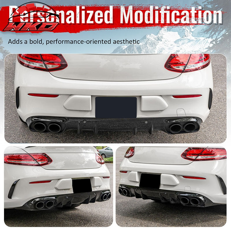 Fits 15-21 Benz C-Class C300 C400 2019 Facelift C43 Rear Diffuser + Exhaust Tip