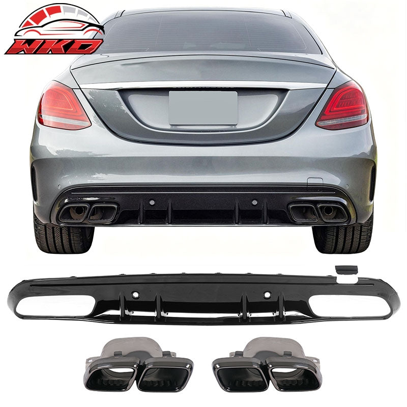Wholesale 15-21 Benz C-Class C300 C400 2019 Facelift C63 Rear Diffuser + Exhaust Tip