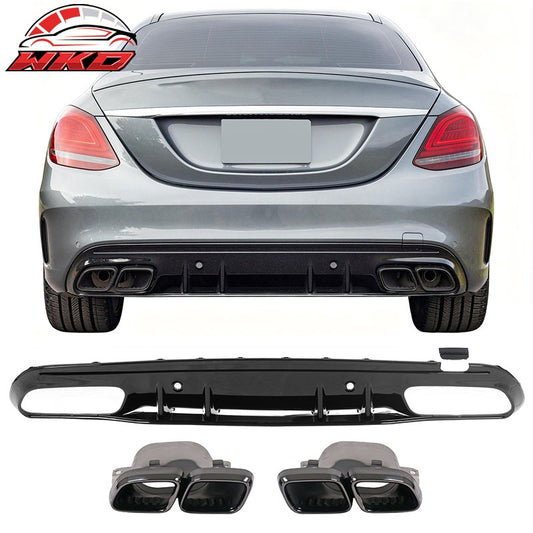 Wholesale 15-21 Benz C-Class C300 C400 2019 Facelift C63 Rear Diffuser + Exhaust Tip - Wikond Auto