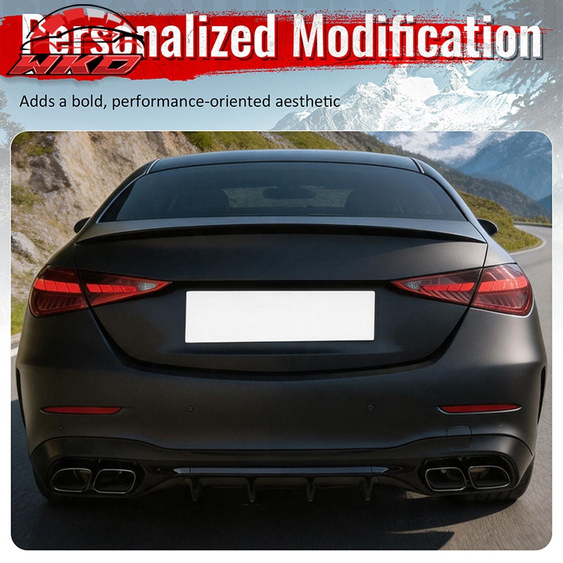 Fits 22-26 Benz C-Class C300 C43 Sedan W206 C63 Style Rear Diffuser Exhaust Tips