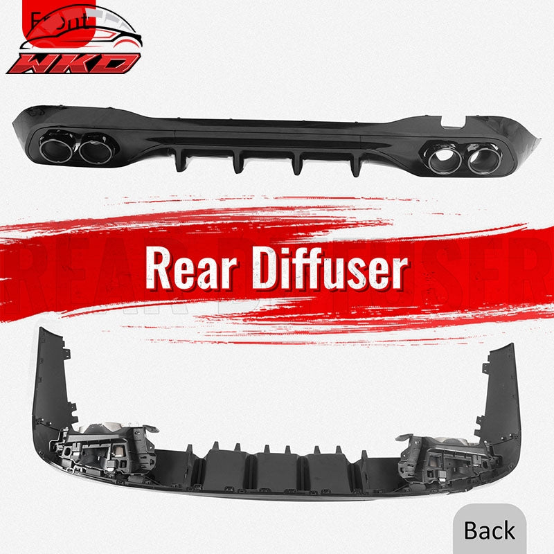 Fits 22-26 Benz C-Class C300 C63 Sedan W206 C43 Style Rear Diffuser Exhaust Tips