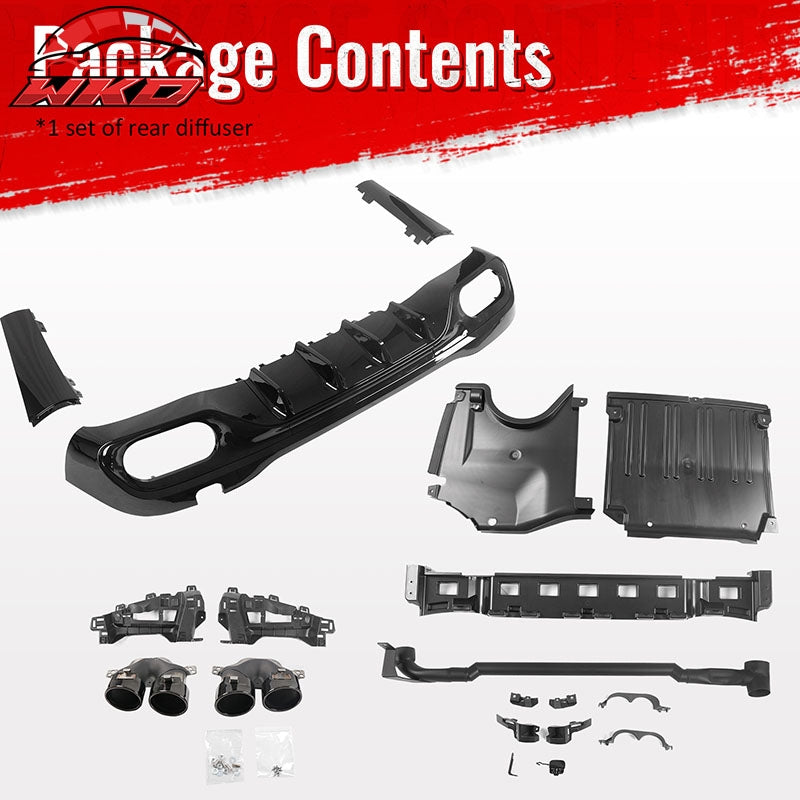 Fits 22-26 Benz C-Class C300 C63 Sedan W206 C43 Style Rear Diffuser Exhaust Tips