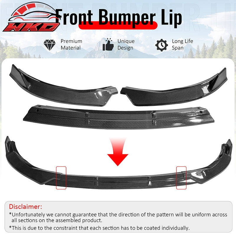 For 19-22 Benz C-Class C43 AMG C300 BR Style Front Bumper Lip Carbon Fiber Print