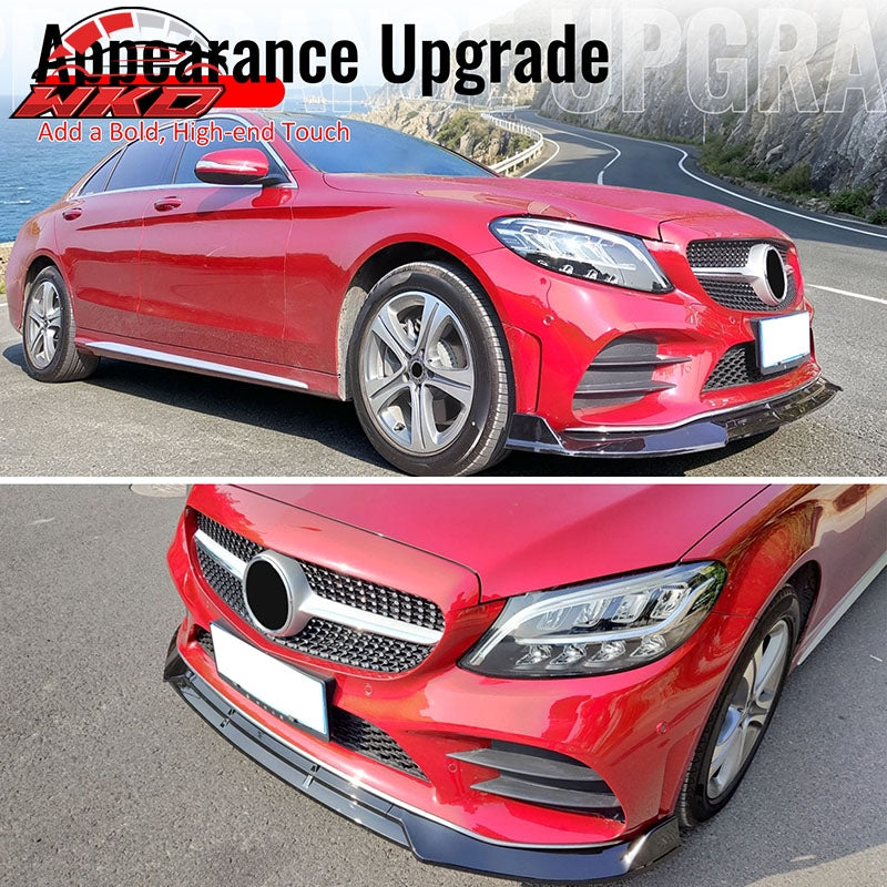 For 19-22 Benz C-Class C43 AMG C300 BR Style Front Bumper Lip Carbon Fiber Print