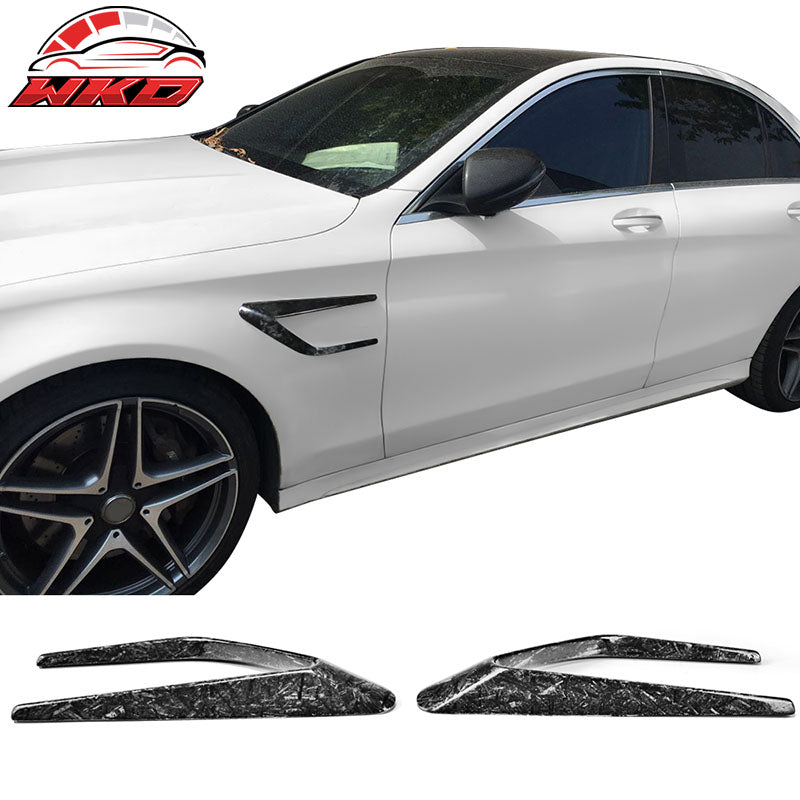 Fits 15-18 Benz C-Class W205 Front Fender Scoop Vents Forged Matte Carbon Fiber
