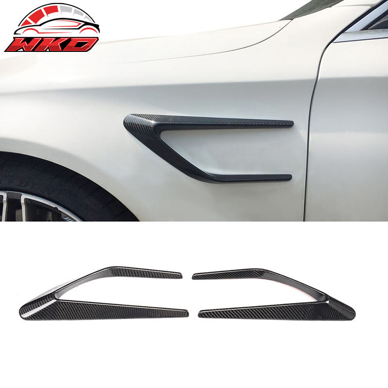 Fits 15-18 Benz C-Class W205 2PCS Front Fender Scoop Air Vents Carbon Fiber CF