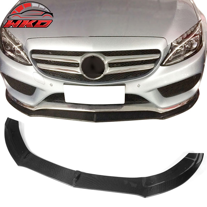 Fits 15-18 Benz W205 C Class Sedan PSM Style Carbon Fiber CF Front Bumper Lip
