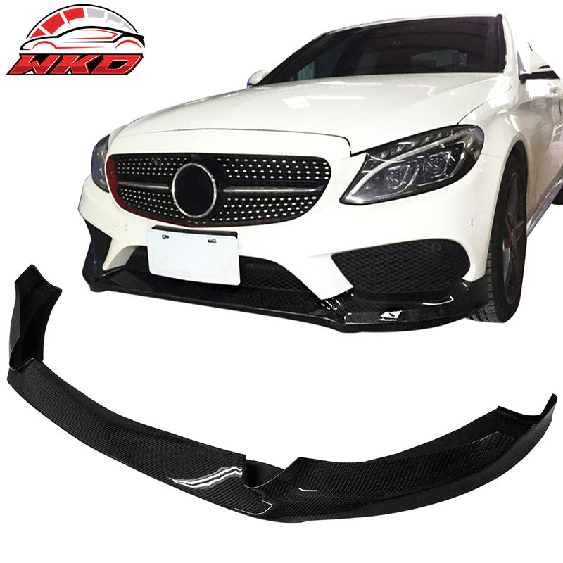 Fits 15-16 C-Class W205 AMG Sports CS Style Front Bumper Lip Matte Carbon Fiber