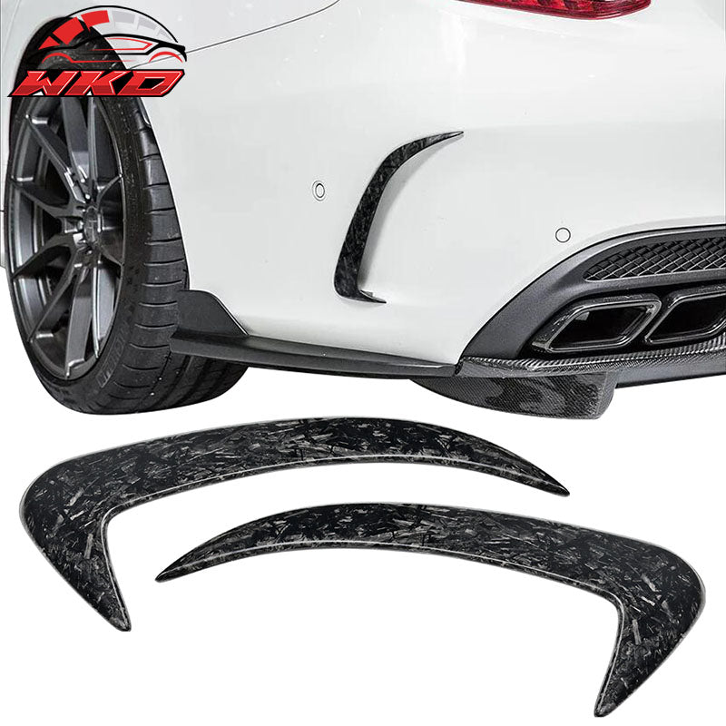 Fits 15-18 C-Class W205 Rear Bumper Side Vents Spoiler Forged Matte Carbon Fiber