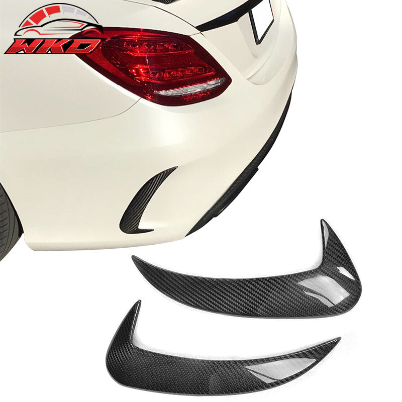 Fits 15-18 Benz C-Class W205 2PC Rear Bumper Spoiler Air Vent Matte Carbon Fiber
