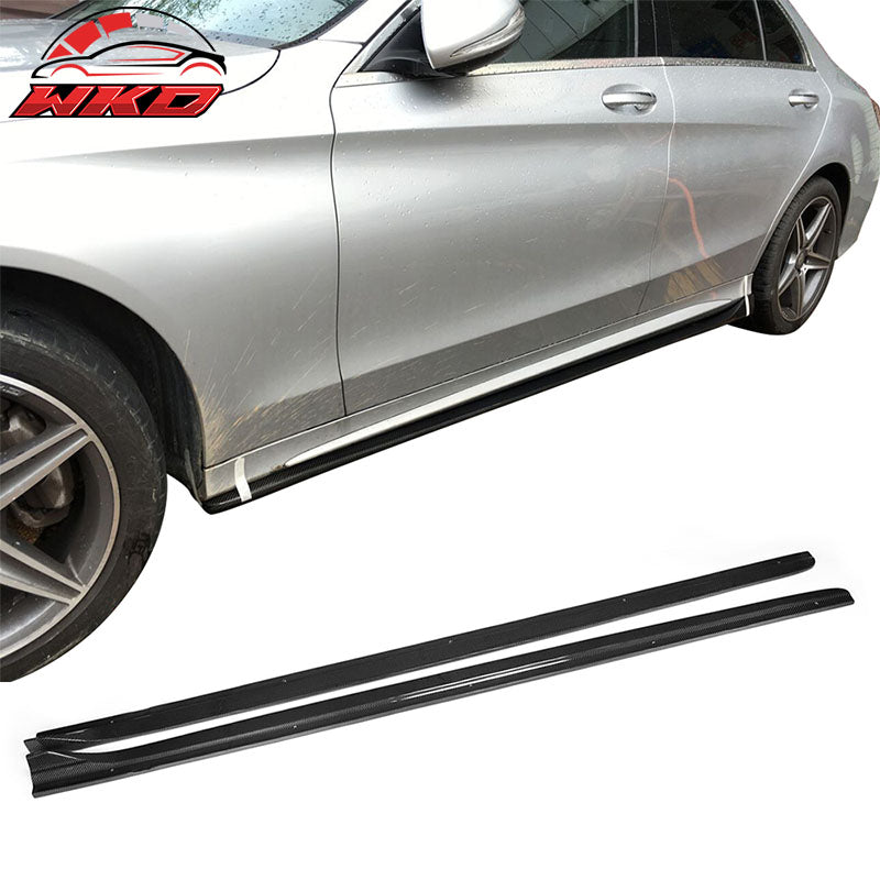 Fits 15-18 Benz C Class W205 AMG Sport Side Skirt Pair - Matte Carbon Fiber