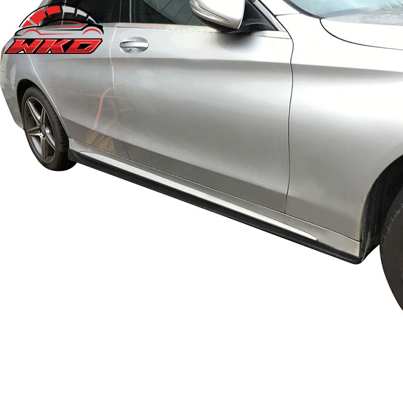 Fits 15-18 Benz C Class W205 AMG Sport Side Skirt Pair - Carbon Fiber CF