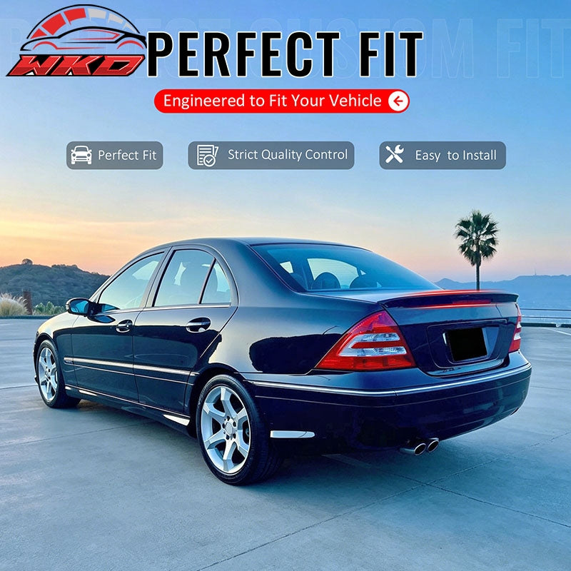 Fits 01-07 Benz C-Class W203 Sedan 4-Door IKON Trunk Spoiler Unpainted Black ABS