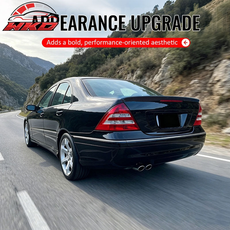 Fits 01-07 Benz C-Class W203 Sedan 4-Door IKON Trunk Spoiler Unpainted Black ABS