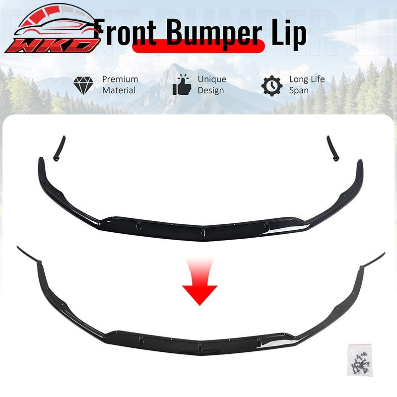 Fits 15-21 Benz C-Class W205 C63 AMG S Front Bumper Lip Spoiler Gloss Black PP