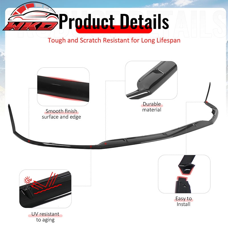 Fits 15-21 Benz C-Class W205 C63 AMG S Front Bumper Lip Spoiler Gloss Black PP