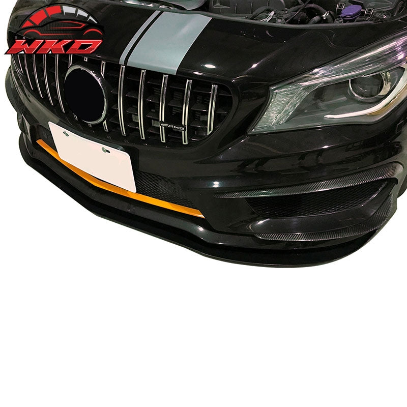 Fits 14-16 Benz C117 CLA Class Revo Style Front Bumper Lip Spoiler Matte Black