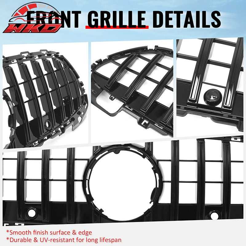 Fits 22-26 Benz C300 C43 AMG W206 GT Style Front Upper Grille Gloss Black ABS