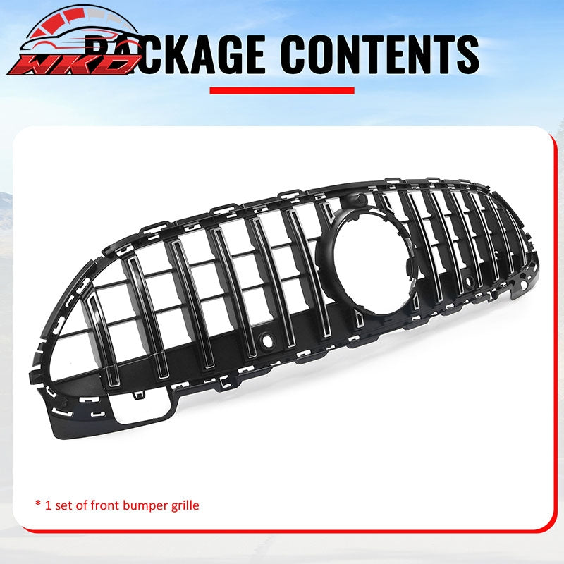 Fits 22-26 Benz C300 C43 AMG W206 GT Style Upper Grille Unpainted & Chrome ABS